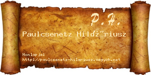 Paulcsenetz Hiláriusz névjegykártya